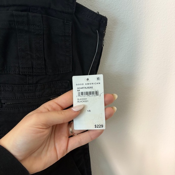 NWT Good American Black Denim Corset Utility Jumpsuit Wide Leg Size S - Picture 7 of 14